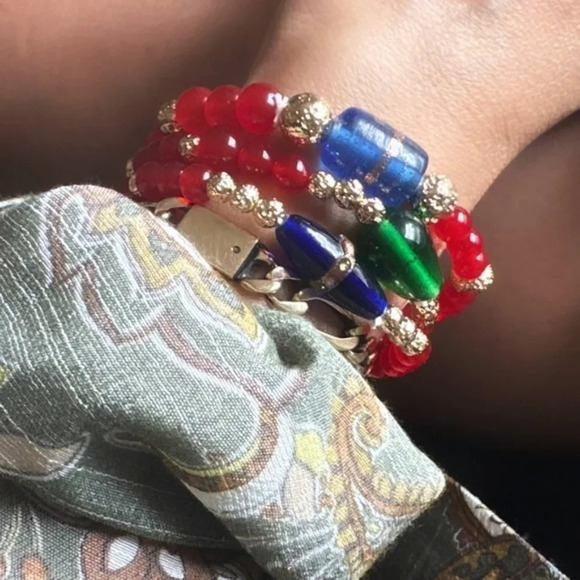 Untreated ruby gold lava rock beaded bracelet/July birthstone - Picture 4 of 10